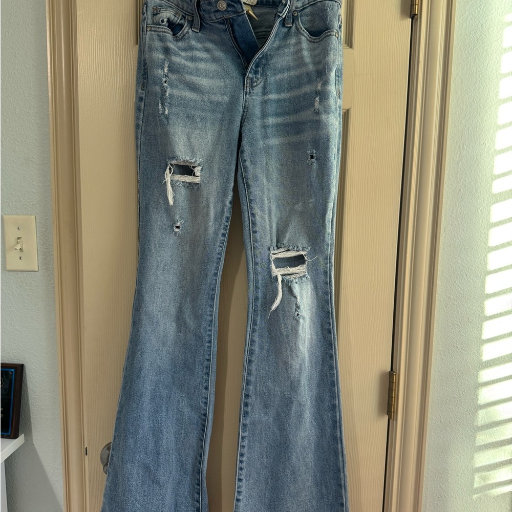 Altar'd State Light Blue Distressed Flare Jeans